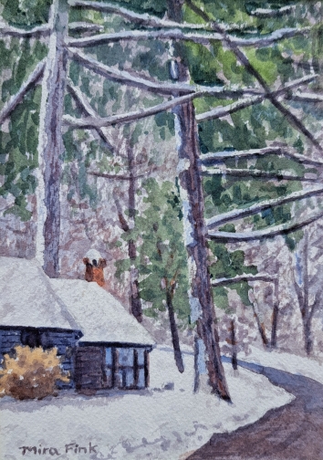 winter house woods